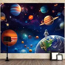2D Flat, 1 Piece Space Themed Party Backdrop Banner - Vibrant, Suitable For Galaxy And Planet Designs, Polyester Material, Easy To Hang Indoor/Outdoor Photo Booth Decor, Applicable For Birthday, Anniversary, Themed Events, Space Party Decoration, Indoor/Outdoor Banner, Cosmic Theme, Easy Hanging Function, 2D Flat - Multicolor - View 1