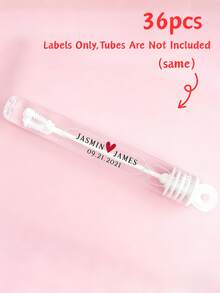 1/12/24/36/48/60/72pcs,Personalized Bubble Labels [LABELS ONLY, Tubes Are NOT Included] -Custom Bubble Wand PVC Stickers,Personalized Name/Date Labels For Wedding/Birthday/Baby Shower Party Favors. - Clear PVC Stickers - View 13