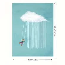 Framed 1pc Dreamy Cloud Swing & Rain Canvas Wall Art - Whimsical Childhood Themed Print, Cozy Home Decor, Ready-To-Hang For Living Room & Kids' Room - Đóng khung - Xem 7