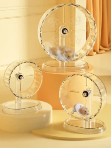 Roda de exercício silenciosa para hamster, suporte transparente de acrílico, brinquedo anti-tombamento para animais de estimação - Claro - Ver 3