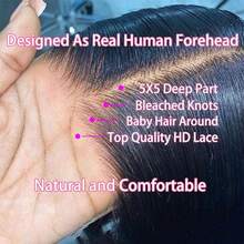 40 Inch Put On And Go Glueless Human Hair Wig Deep Wigs Human Hair 5x5 HD Lace Closure Transparent 250% Density Pre Plucked Pre Cut With Invisible Bleached Knots 3s Ready To Wear Silky Straight Wigs For Beginners Natural Black Color No Glue Needed - Natural Black - Xem 5