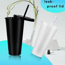 KAFUFU 25 Pcs Reusable Cups With Lids And Straws 24 Oz Glitter Iced Coffee Tumbler Plastic Travel Mug Cup For Smoothie Juices Birthday Sleepover Party Supplies For Girls - 25pc Light White - 查看 2