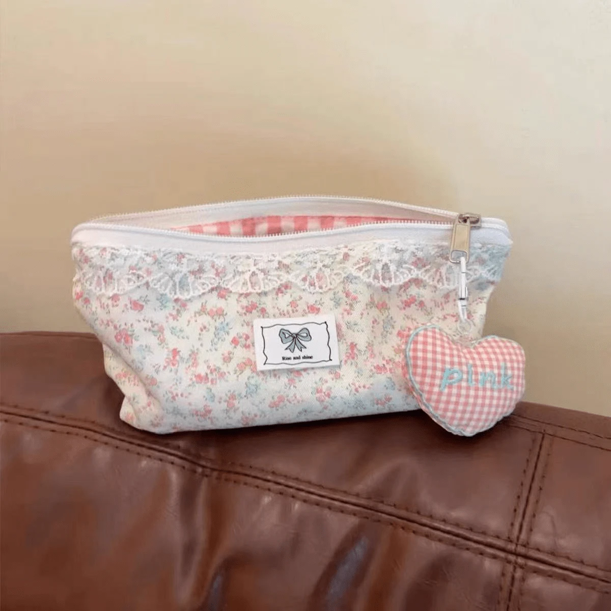 1pc High-Capacity, Stylish Ditsy Floral Pink Pencil Case, Cute Ins Style Student Stationery Organizer,Back To School,Bag - Multicolor - View 1