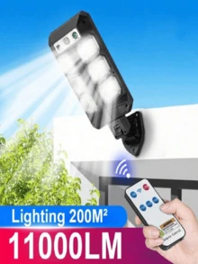 Luz solar para exteriores de 8000W, 12000lm, batería de ión de litio de 4500mAh, carga con panel solar, iluminación toda la noche, con sensor de movimiento, 3 modos de iluminación, adecuada para hogar, patio, garaje, calle exterior, iluminación comercial - 504/360/336/300/240/180/168 LED - Q6 - Ver 3