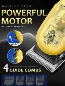 LQT 1/2/3pcs Professional Hair Clipper & Beard Trimmer Set, Includes Hair Clipper/Trimmer/Shaver, USB Rechargeable, LED Display, Low Noise & Vibration, Home Haircut Kit, Beginner-Friendly, Great Gift For Men - Gold - View 6