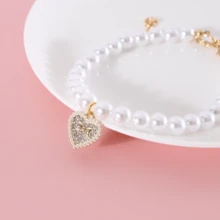 公主风猫咪项链，樱桃心形蝴蝶结吊坠宠物项链，宠物生日礼物纪念品，适合小型猫狗 - 彩色 - 查看 8