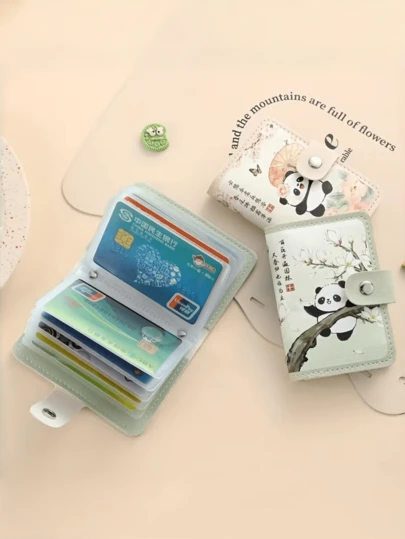 1个可爱熊猫卡包，中国风大容量迷你可爱多卡位一体式卡套，可装身份证、驾驶证、名片