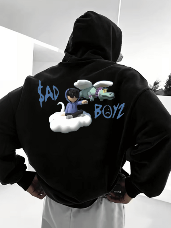 Suéter unisex para hombres y mujeres, con diseño de niño de arcilla en las nubes con dragón y estampado de AD BOYZ, para otoño, invierno y primavera, mezcla 100% cómoda, suéter de uso diario