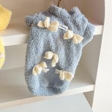 1pc Cute Bow Plush Pet Vest, Dog Clothes Cat Clothes For Teddy, Yorkshire, Pomeranian Pets - Baby Blue - View 5