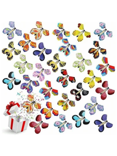 2/5/10/20/30pcs Butterfly Cards, Wind-Up Magic Butterfly Cards, Surprise Butterfly Flying Toy, Rubber Band Powered, Butterfly Fairy Flying Toy, Excellent Christmas Gift, Surprise Gift, Birthday Party Gift, Gift Bag Filler, Piñata Filler, Assorted Styles And Colors