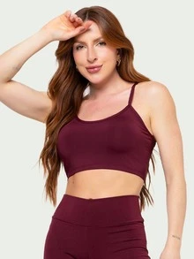 Kit 3 Women's Fitness Swim Top Without Pads Gym - 紫紅色 - 查看 8