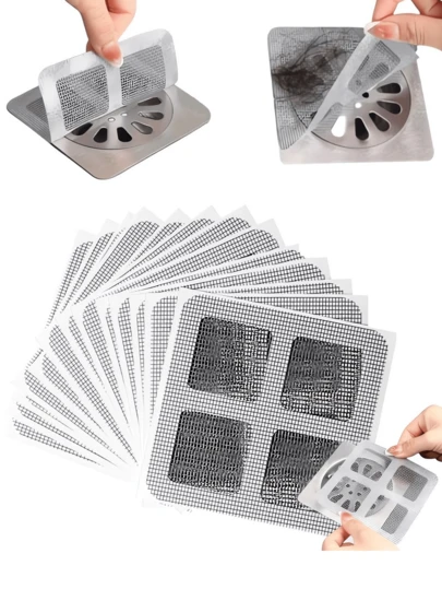 50pcs/30pcs/10pcs Shower/Bathtub Hair Catcher - Easy To Use, Drain Filter Stickers, Disposable Drain Cover, Suitable For Shower, Sink And Laundry Room, Easy To Stick, Hair Clogging Drain Cover, Disposable Drain Filter, Bathroom Hair Catcher Plug, Drain Cover, Kitchen Sink Filter, Disposable Shower Drain Hair Catcher, Drain Filter Stickers, Bathroom Bathtub Hair Clog Stopper, Bathroom Accessories