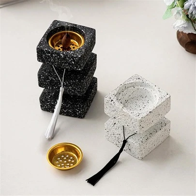 黑白纹理流苏香薰扩散器 - 冥想、瑜伽、客厅或床头放松的理想之选。提升舒适氛围：完美放置香薰棒/香锥。时尚家居装饰及礼品。畅销香薰扩散器