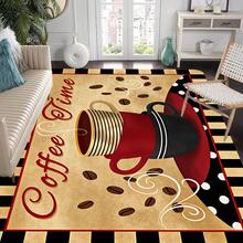1/2/3pcs Coffee Time Theme Kitchen Rugs, Stacked Coffee Cups On Red & Black Striped Background With Coffee Beans, Vintage Style Design, Suitable For Living Room, Bedroom, Kitchen, Dining Room, Entryway, Bathroom, Laundry Room, Outdoor Picnic, Farmhouse Decor, Non-Slip Backing, Practical & Cozy Home Essentials - Multicolor - View 14