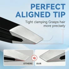 2pcs Stainless Steel Eyebrow Tweezers, Professional Facial Hair Removal Tweezers For Women (Black) - Black - View 3