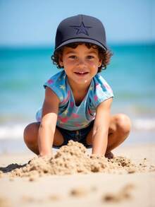 1PC Kids Personalized Baseball Cap, Children Breathable Snapback Hat With Black Star, Adjustable Baseball Cap Sunscreen Hat, Unisex Outdoor Sport Cap For Boys Girls - Multicolor - View 5