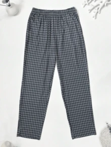 3 Pack Men's Plaid Pajama Pants, Elastic Waist Loose Fit Comfortable Lounge Pants, Multi-Color Options - Multicolor - View 2