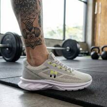 Men's Running Shoes For Gym, Sports, Running, Walking, Anti-Impact, Breathable, Soft, Ultra Lightweight - 灰色和綠色 - 查看 1