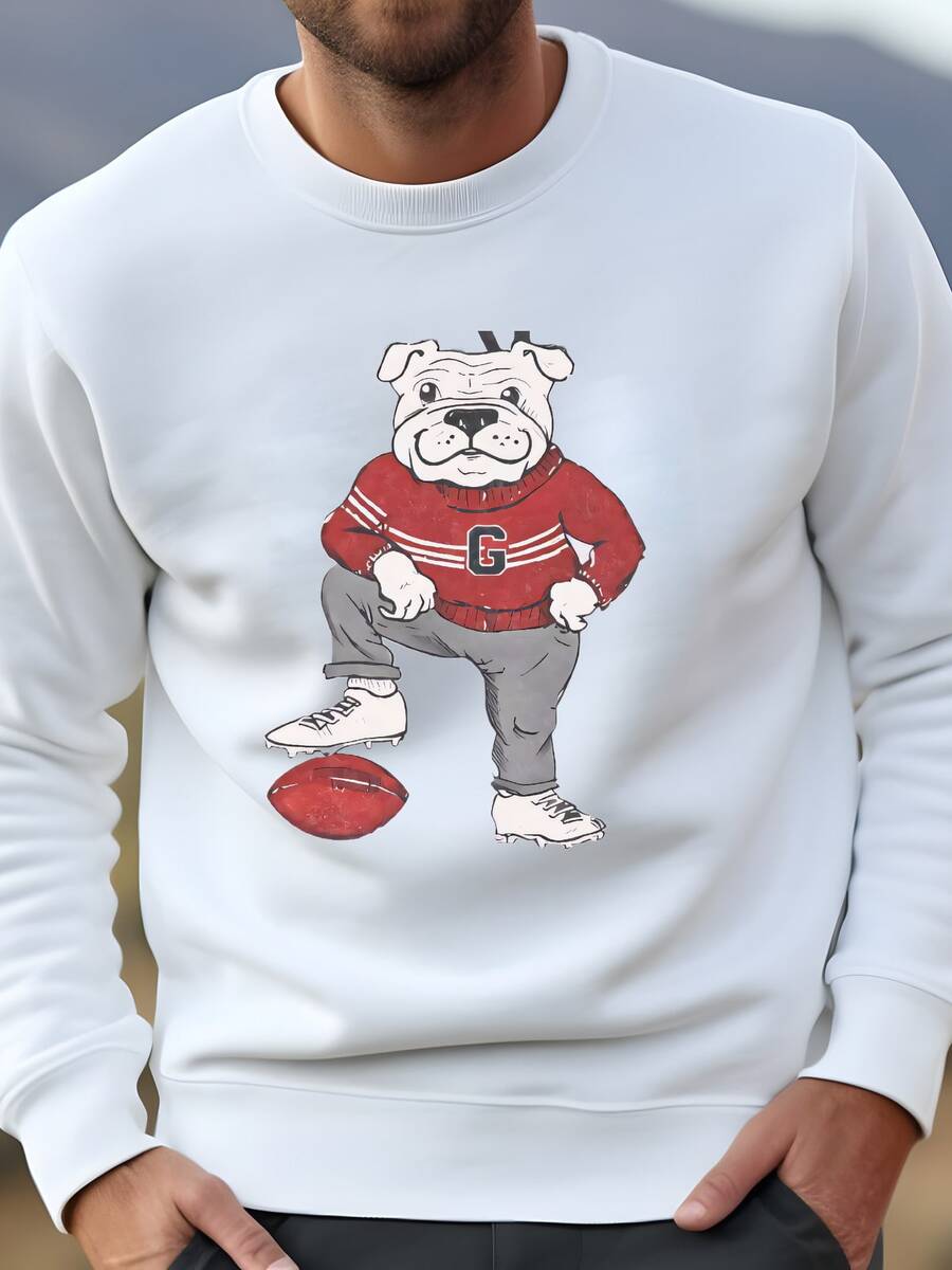Mens Bebé Y Niño Pequeño Camisa Georgia I Camisa De Perro I Camisa De Fútbol Para Niños Pequeños I Camisa Del Día Del Juego Sudadera - Blanco - Ver 1