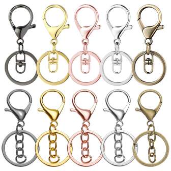 10 pièces Fermoirs mousquetons en métal, fermoirs mousquetons en alliage à déclencheur rotatif, convient pour les artisanats DIY, les cadeaux de fête créatifs, les porte-clés de voiture, les cordons de porte-clés, les accessoires de sac et de portefeuille, la fabrication de bijoux (5 couleurs)