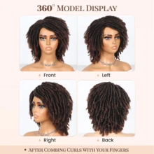 Short African Twist Braided Wig, Faux Dreadlocks, Glueless Synthetic African Curly Hair Wig, Brown Ombre Color, Heat Resistant Synthetic Hair, Suitable For Women's Daily Wear, Cosplay Or Party - Brown Ombre - View 3