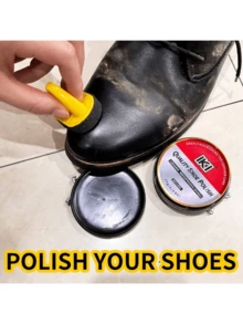 鞋油蜡套装，含抛光海绵、黑色和棕色鞋油，金属盒包装，可修复划痕并恢复皮革鞋的颜色，3种颜色可选，适用于光滑皮革鞋。
