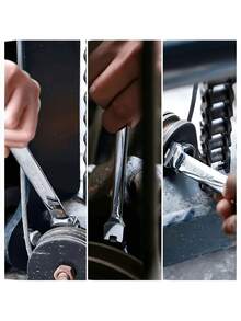 1PC 19mm/10mm Quick Release Ratchet Wrench With Chrome-Vanadium Steel, 72 Toothes Ratcheting Wrench, 180 ° Adjustable Combination Wrenches, Flex Metric Head Ratcheting Wrench Spanner, Easy To Use And Labor Saving Tools, Suitable For For Car Repair, Bike Maintenance, Home DIY Projects , Mechanics Tool Kit - Silver - View 9