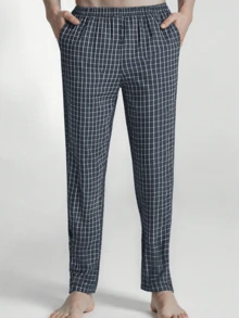 3 Pack Men's Plaid Pajama Pants, Elastic Waist Loose Fit Comfortable Lounge Pants, Multi-Color Options - Multicolor - View 3