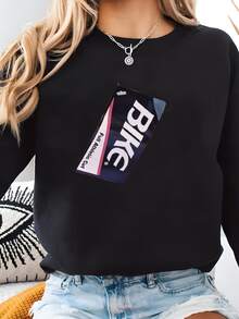 Women Plus Size Sports Sweatshirts - Black - View 1