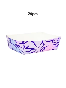 10 piezas/20 piezas/50 piezas Bandejas de papel con temática K-Pop, en colores morado, rosa y azul, en forma de barco de papel, se pueden usar como platos, bandejas, adecuadas para eventos con temática K-Pop, fiestas de cumpleaños, baby showers y otras ocasiones - Multicolor - Ver 7