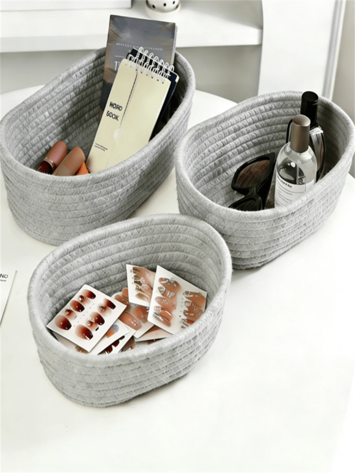 1/3pcs Handmade Woven Storage Basket, Bohemian Style Desktop Organizer Basket, Bathroom Vanity Organizer, Kitchen Snack & Candy Rack, Toy Storage Bin, Home Decor Basket, Gift Basket, Cosmetic Organizer Basket