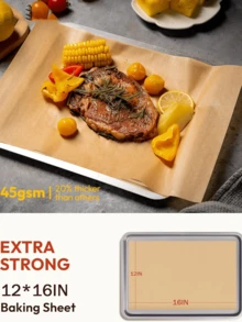 50/100pcs 12*16 Inch Unbleached Baking Paper, Pre-Cut Baking Sheets, Thick & Flat Parchment Paper, Half Sheet Baking Liners, Suitable For Baking Cookies, Cooking, Air Fryer, Oven - Brown - View 3