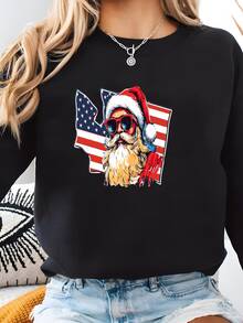 Women Plus Size Sports Sweatshirts - 黑色 - 查看 2