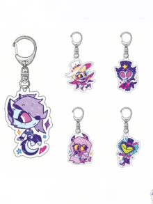 5个动漫地狱宾馆亚克力钥匙扣包挂件，汽车钥匙链防丢钥匙圈，送给朋友和粉丝的完美礼物 - 地獄客棧 - 查看 4