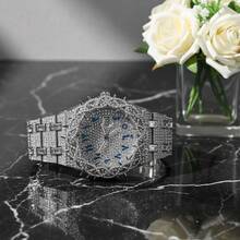 Reloj de moda con bisel de espinas y diamantes de imitación, reloj de cuarzo con movimiento de hip-hop, reloj de lujo para hombres - Unitalla - Ver 11
