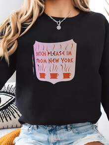 Women Sports Sweatshirts - 黑色 - 查看 2