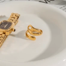 Miia High Quality Stainless Steel Ring, Fashionable INS Style Line Design Open Ring, Adjustable Low Allergy Non-Fading Ladies Ring - Ring - View 4