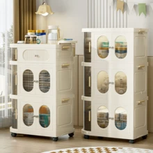 2/3-Layer Narrow Storage Cabinet With Wheels, Thin Rolling Drawer Storage Cart, Mobile Multifunctional Cart With Handles, Space Saving Storage Organizer For Bedrooms, Bathrooms,Portable And Magnetic Door Designed Handcart, Rolling Cart With Drawers, Easy To Install Mobile Household Storage Cart, Small Space Storage Drawer Storage Cabinet, Affordable Gift Giving And Good Items - 彩色 - 查看 11