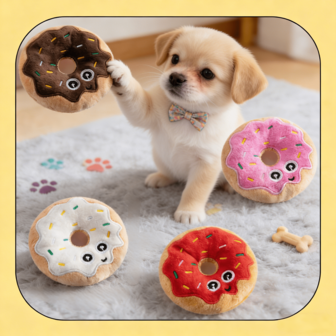 Hollypet 1 szt. Wielokolorowa pluszowa zabawka dla psa w kształcie pączka z dźwiękiem, słodka i słodka, odpowiednia dla małych kotów i psów, samodzielna rozrywka i interaktywna