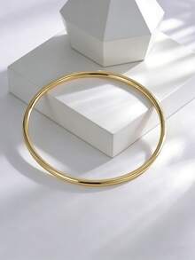 Charm-In Brazalete delgado chapado en oro para mujer (5.7,6,6.2cm) - Joyería minimalista para looks diarios/de oficina/de citas, regalo perfecto para ella en su cumpleaños/Día de San Valentín - Dorado - Ver 1