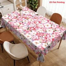 1/20件装春季桌布，柔和的薰衣草色底布，饰以鲜艳的粉色和白色花卉图案，点缀着精致的花瓣和绿叶，风格活泼动感，是家居、厨房、户外花园派对、节日装饰和春季庆祝活动的理想之选。 - 彩色 - 查看 2