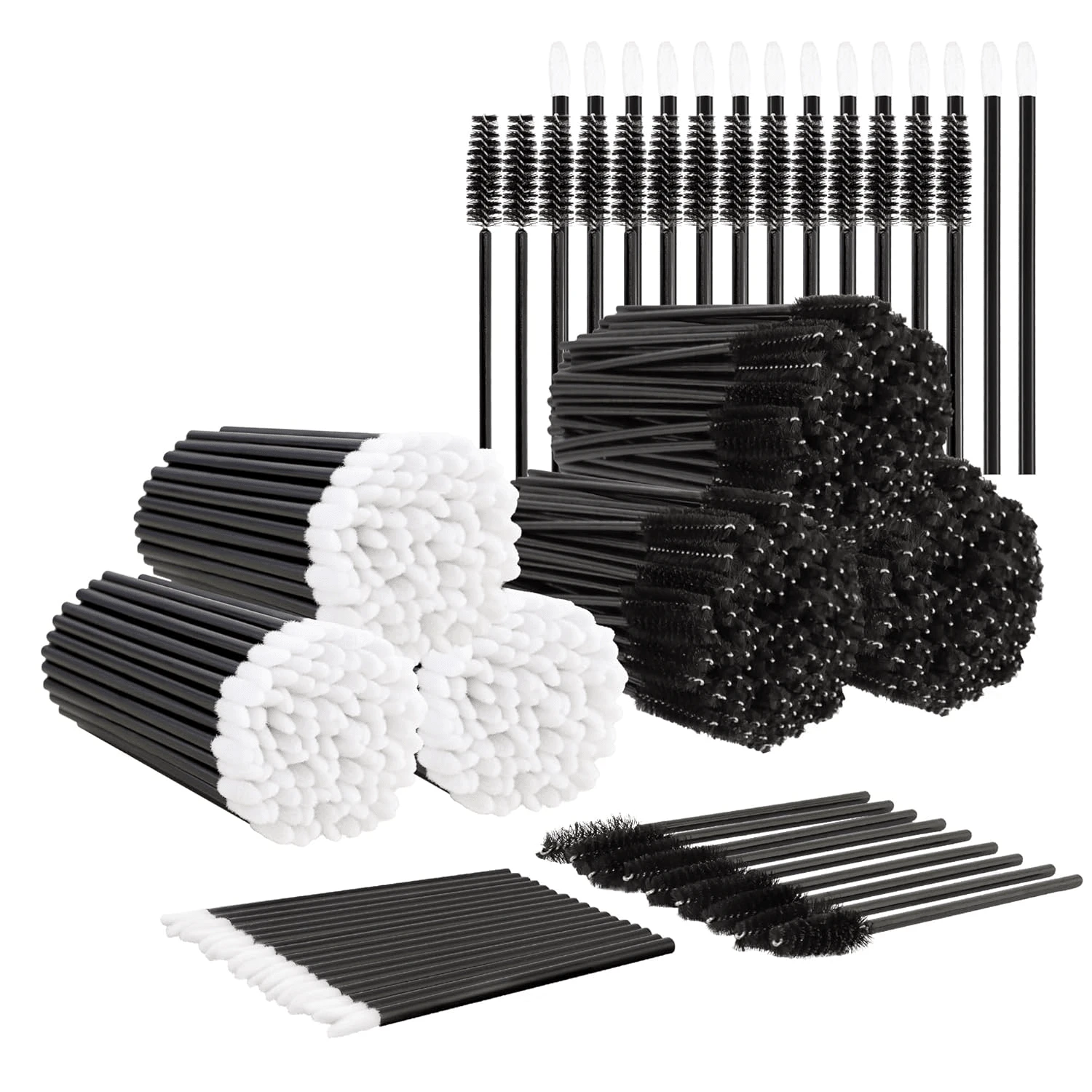 600Pcs Eyelash Extension Supplies Kit Lip Applicators Disposable Lash Spoolies Brushes Mascara Brush Lipstick Tester Wands Black - Black - View 1