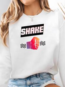 Women Plus Size Sports Sweatshirts - White - View 1