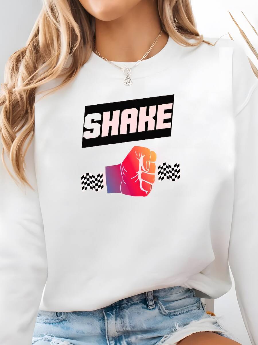 Women Plus Size Sports Sweatshirts - White - View 1