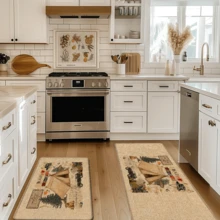 1pc Camping Themed Printed Linen Kitchen Rug, Mat, Bathroom Mat, Doormat, 3D Printed Rectangle Carpet, Suitable For Living Room, Bedroom, Hallway, Bathroom, Laundry Room - Polyester Carpet For Indoor And Outdoor Home Decor - Multicolor - View 3