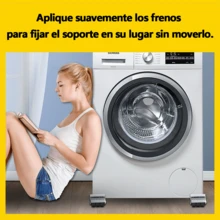 Soporte ajustable para lavadora, base para frigorífico, soporte móvil para persianas enrollables, estantería móvil, longitud ajustable y funcionamiento silencioso, equipado con ruedas para un desplazamiento suave, adecuado como base portátil para diversos electrodomésticos, estantería móvil ideal para frigoríficos y equipos de lavado, fácil montaje. - Plateado - Ver 6