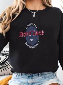 Women Plus Size Sports Sweatshirts - 黑色 - 查看 2