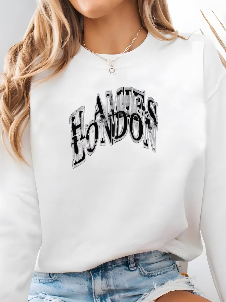 Women Plus Size Sports Sweatshirts - White - View 1