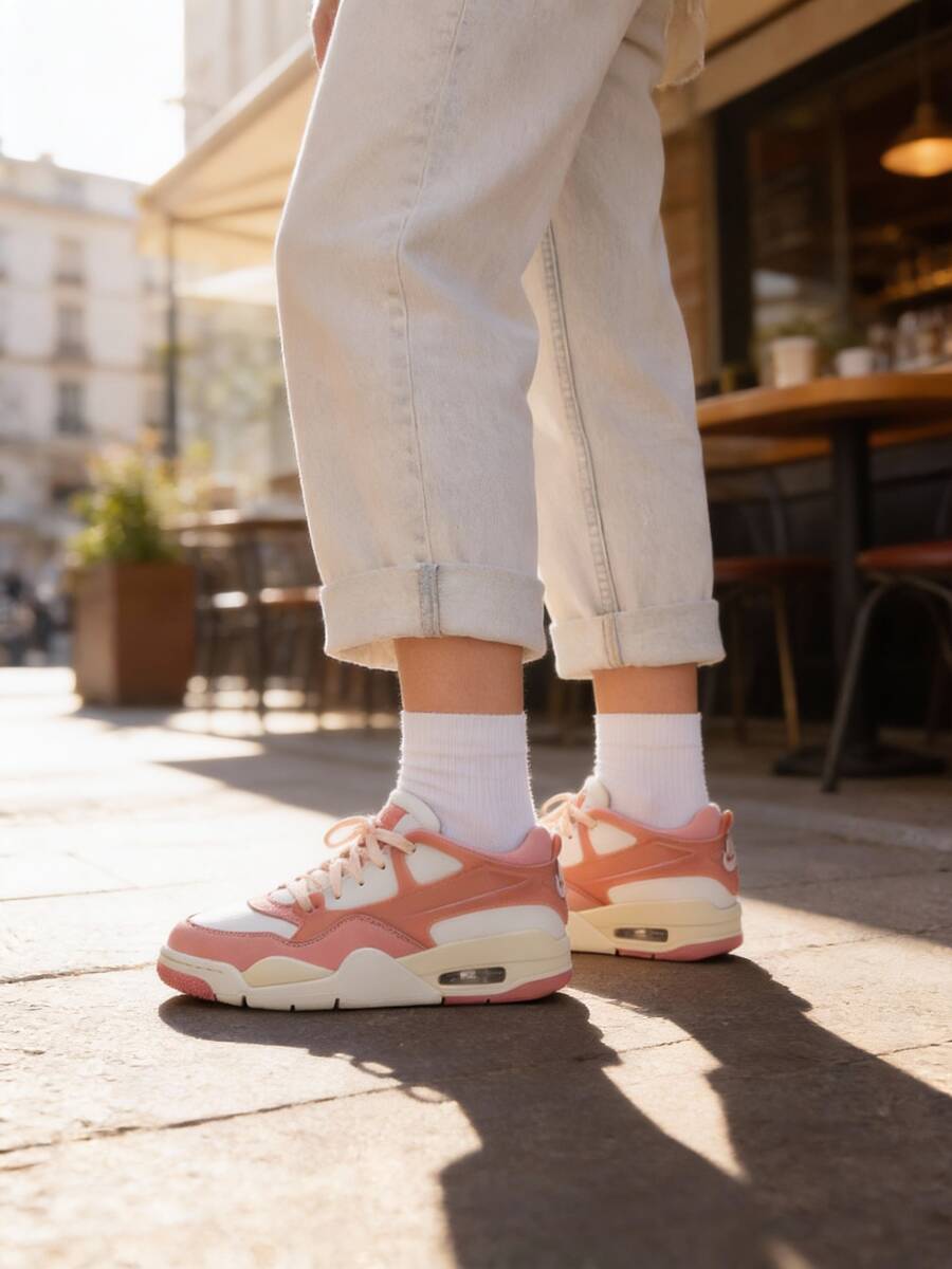 Nike 女款 WMNS AIR JORDAN 4 RM 轻便舒适户外篮球缓震回弹休闲跑步运动鞋 FQ7940-808 - 冰番石榴色/淺茜草根紅/帆白 - 查看 1