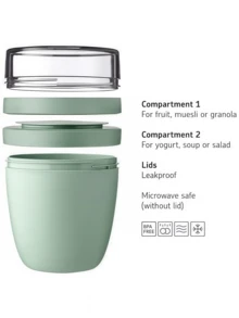 23.6盎司便携式早餐杯，带盖 - 可分隔燕麦片和酸奶，也可盛放沙拉和麦片，方便携带 - 彩色 - 查看 2